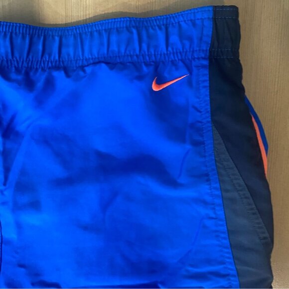 Nike Mens Shorts Medium Blue Athletic With Black and Orange Accents Drawstring - Picture 5 of 6
